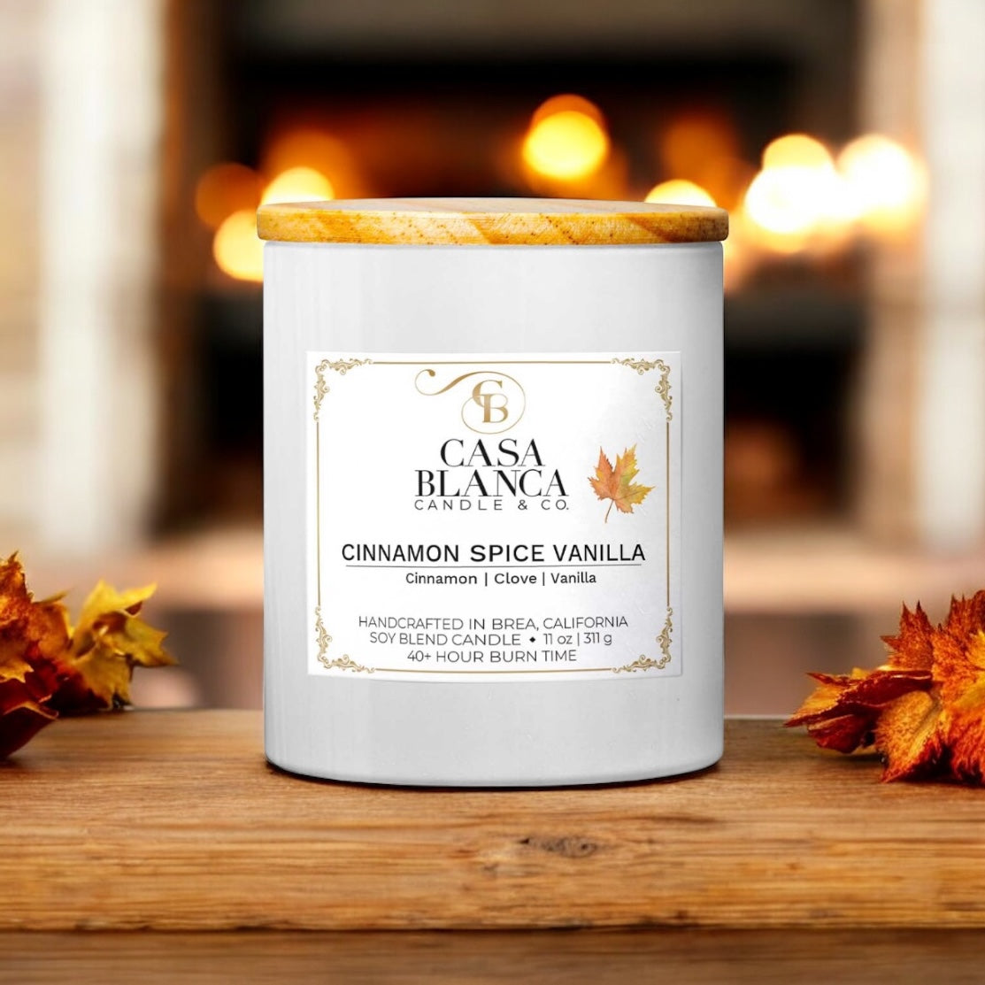 CINNAMON SPICE VANILLA 8 OZ CANDLE (Cinnamon + Clove + Vanilla)