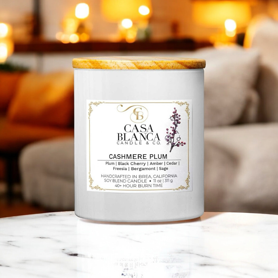 CASHMERE PLUM 11 0Z CANDLE (Plum + Black Cherry + Cedar)