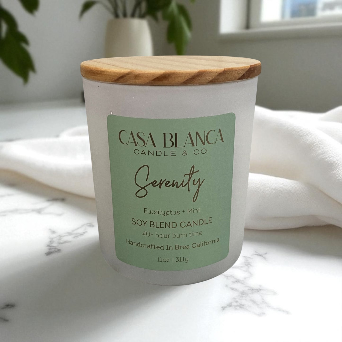 SERENITY 8 OZ. CANDLE (Eucalyptus + Mint)
