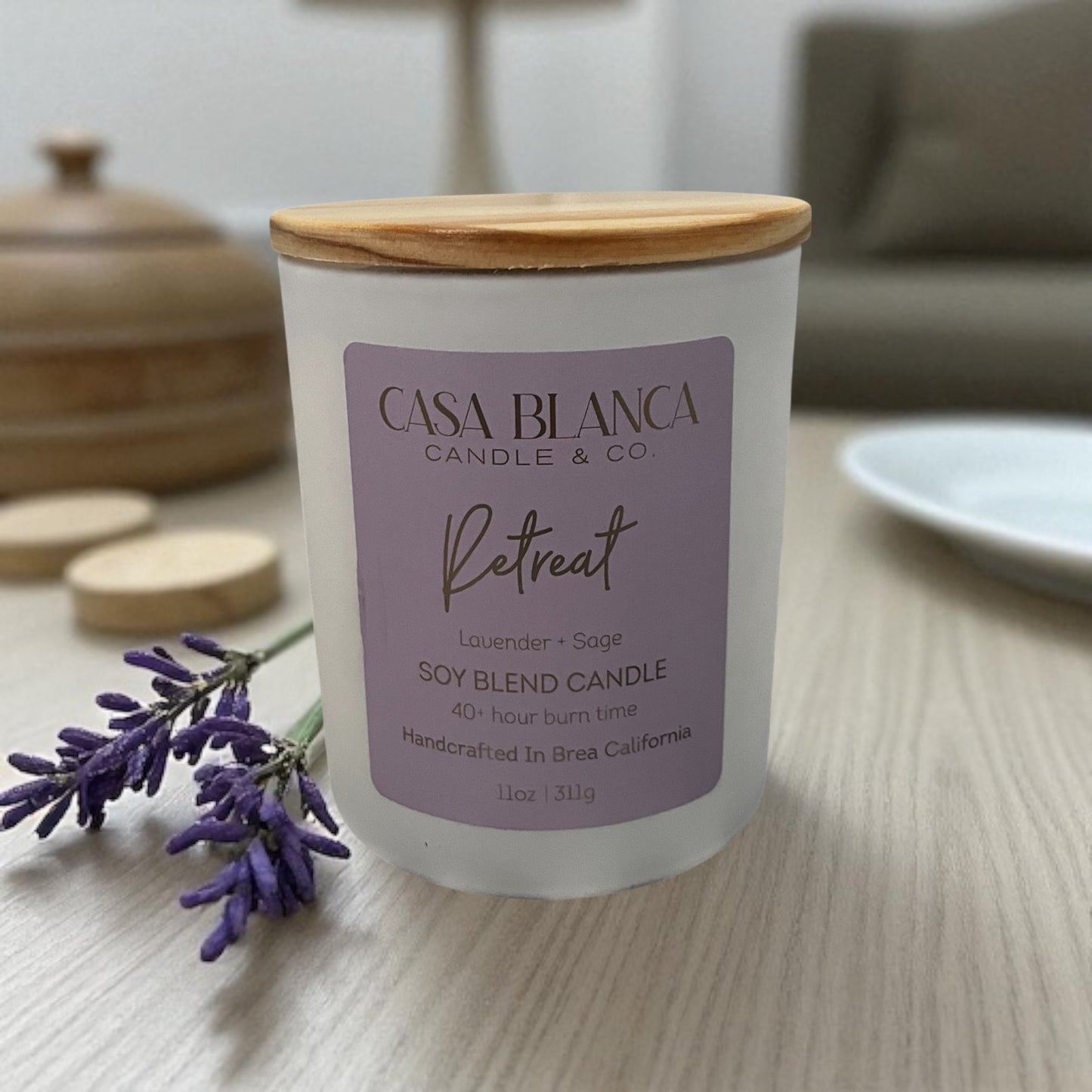 RETREAT 8 OZ. CANDLE (Lavender + Sage)