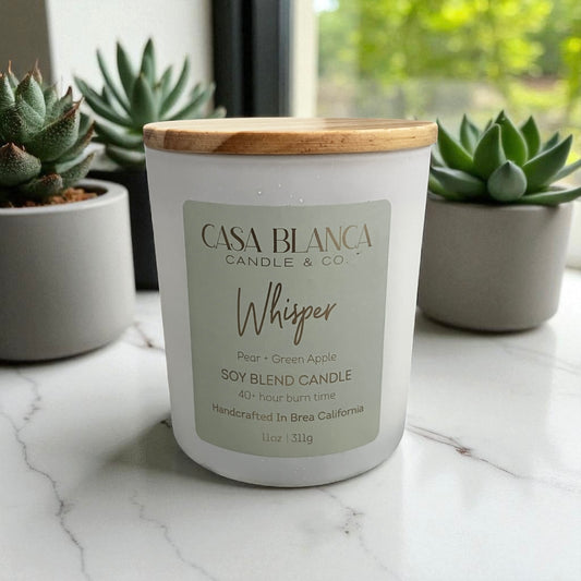WHISPER 8 OZ. CANDLE (Pear + Green Apple)